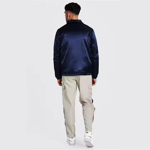 OEM personalizado logotipo de los hombres de satén de estilo callejero chaqueta abrigo con cierre de cinturón para primavera Otoño e Invierno - Product Image 2