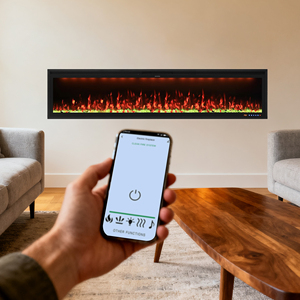 <span class=keywords><strong>Chimenea</strong></span> eléctrica empotrada grande de 88 pulgadas, calentador inteligente WiFi de 1500W, llama LED, 13 colores, <span class=keywords><strong>Alexa</strong></span>, hogar, Inglés - Product Image 3