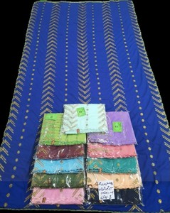 Wholesale Summer Ethnic Long <b>Scarves</b> Shawls Breathable Polyester Silver Zari Metallic Embroidery Rhinestone Floral Dubai Style - Product Image 2