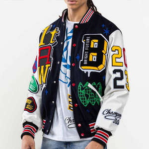 OEM personnalisé hommes hiver Vintage école collège varsity veste laine Baseball cuir manches broderie pour l'école collège - Product Image 1