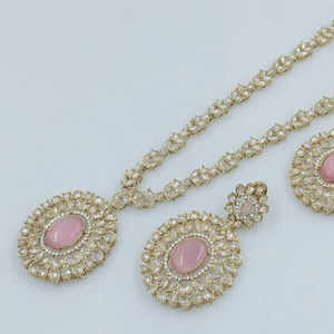 New Design Oval Shape Fancy Gold Plated Traditional Stone Kundan Studded Long Necklace Earring Mangtika <b>Set</b>&<b>Jewellery</b> <b>Set</b> <b>Girl</b> - Product Image 1