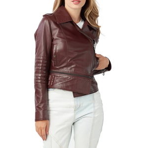 Chaqueta de cuero de manga larga de piel sintética a la moda para mujer, cremallera transpirable, traje de invierno de alta calidad, procesamiento de punto - Product Image 5