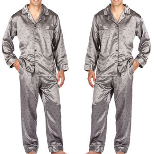 OEM High Quality Casual Sleeping Suit Luxury Printed <b>Silk</b> Satin Sleepwear Suits for <b>Men</b> Sleepwear Night Suits In Low MOQ - Product Image 6