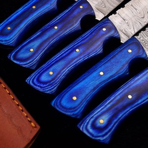 Cuchillo Skinner Nordic Forge, Acero de Damasco, EDC, Hoja Fija, Mango de Madera, Full Tang, para Camping y Caza, Funda de Cuero OEM - Product Image 2