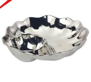 High Quality Shiny <b>Silver</b> Finished Chip and Dip Serving <b>Bowl</b> for Restaurant - Product Image 3