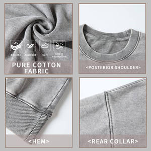 Último diseño O cuello mangas completas 100% algodón peso pesado transpirable Casual personalizado Color sólido Unisex sudadera - Product Image 3