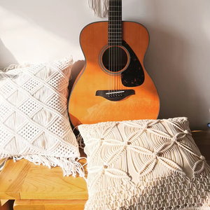 Chic Boho Knitted Portable Pillow Cover Handmade Cotton <b>Cushion</b> for Cozy Home Decor and Sleeping - Product Image 1