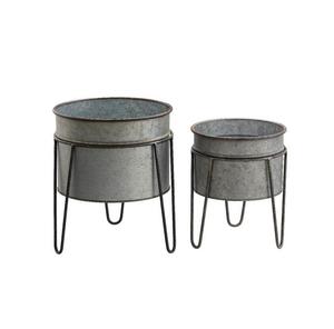 Ventana de escritorio Otro lugar Macetas decorativas únicas Maceta pequeña para macetas de hierro con flores favoritas Set con soporte de madera de acacia - Product Image 4