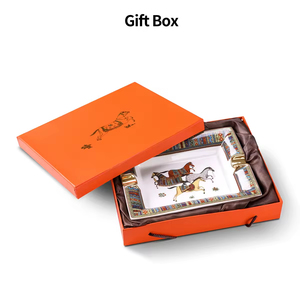 8英寸高端欧式优雅方马图案陶瓷烟灰缸，带<span class=keywords><strong>2</strong></span>个盖子光泽大凹槽，适合室内使用 - Product Image 4