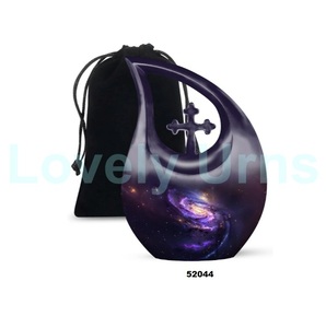Urna para adultos de cremación con gota de galaxia azul más vendida para cenizas humanas Urna funeraria decorativa con lágrima con bolsa de terciopelo gratis - Product Image 4