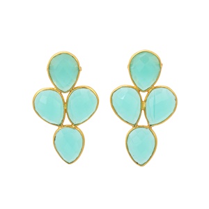 Boucles d'oreilles Aqua Chalecedony Boucles d'oreilles en argent sterling 925 plaqué or Bijoux fins Boucles d'oreilles en forme de poire - Product Image 5