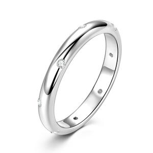 Delicate Daily Wear <b>Ring</b> 925 Sterling <b>Silver</b> Moissanite Dome Burnish Flush Setting Gypsy stackable Wedding Band <b>Ring</b> <b>Men</b> Women - Product Image 6