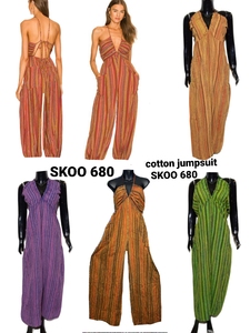 New Fashionable Women's <b>Vintage</b> Cotton <b>Jumpsuit</b> Breathable Eco-Friendly One-Piece Outfit Regular Fit Casual Wear for Summer - Product Image 3