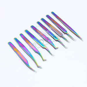 Pinzas de extensión de pestañas con punta de fibra de oro negro, pinzas personalizadas de dos colores, pinzas de volumen rusas de etiqueta privada, respetuosas con el medio ambiente - Product Image 2