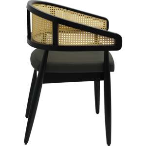 Sedie da Pranzo in Rattan Stile Mid-Century con Seduta Imbottita in Pelle PU, Opzioni in Legno Chiaro o Scuro - Product Image 5