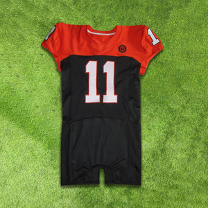 Camiseta de fútbol de moda de poliéster de malla naranja negra personalizada para clubes y equipos uniformes de fútbol americano fabricados en Pakistán - Product Image 2