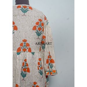 Vestido Formal de Algodón Tejido a Mano 100% Hecho a Mano, Estilo Dulce, Estampado a Mano, Ropa de Verano, Cintura Natural - Product Image 6