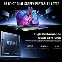 Laptop Táctil de 15.6 Pulgadas con Pantalla Doble de 15.6" + 7", Procesador Intel Celeron N100, RAM de 8GB, SSD de 1TB, Laptop para Juegos, Nueva en Oferta
