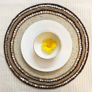 Luxury Embroidery Colored Beads Design Eco-Friendly Placemat <b>Table</b> <b>Mats</b> for Home Wedding Party Use - Product Image 1