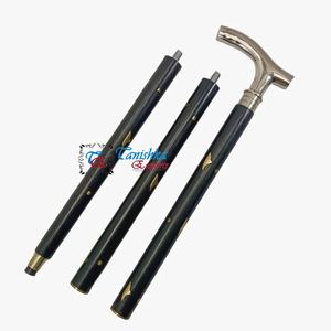 Bastón de Madera Negro Moderno Personalizado al por Mayor con Mango de Latón Plateado Estilo Derby, Diseño Art Déco, Plegable, 94cm, Regalo de Lujo - Product Image 3