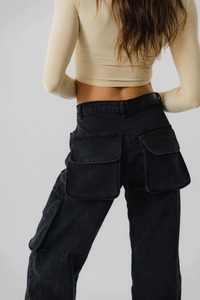 กางเกงยีนส์ผ้ายีนส์เอวกลางแบบกำหนดเองระบายอากาศได้สตรีทแวร์ผ้าเดนิมแบบเรียบด้านหน้าเรียบ - Product Image 5