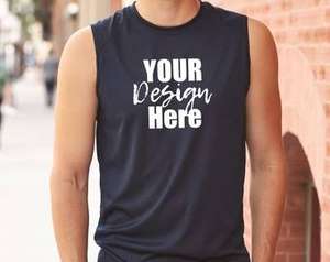 Camiseta sin mangas de algodón/spandex transpirable, anti-UV, 180 g/m², tejido de punto, ecológica, de secado rápido, informal, de verano, con cuello redondo, para hombre, manga regular. - Product Image 5