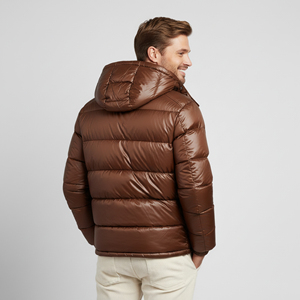 Chaqueta Bomber con Capucha de Lona Personalizada OEM ODM, Chaqueta de Invierno para Hombre, Ligera, Cálida, para Exteriores, Ropa de Trabajo, con Logotipo Frontal - Product Image 2