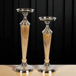 Juego impreso de madera de aluminio hecho a mano de oro de lujo 2 candelabros linternas tarros de velas para decoración de boda de Pascua hogar decorativo - Product Image 2