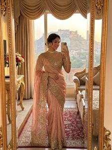 Designer Beautiful Thread And Sequence Work Space <b>Satin</b> <b>Saree</b> With Embroidery Work Fully Stitched Blouse - Product Image 1
