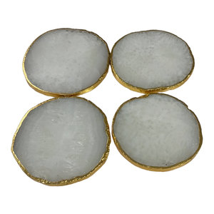 Elegant White Natural Agate <b>Stone</b> Coasters Durable Drinkware Protectors for Home Decor and Weddings Mats & Pads - Product Image 2