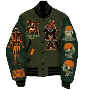 Veste bomber de baseball de qualité supérieure, style universitaire, avec manches en cuir véritable - Product Image 6