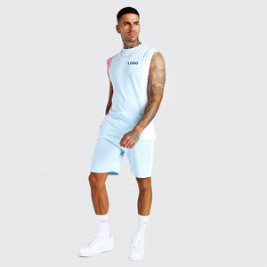 Meilleure vente Ensemble double court décontracté coupe ajustée pour hommes manches raglan Logo personnalisable Vêtements respirants pour l'été - Product Image 5