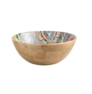 Cuenco de madera con estampado a mano para servir ensaladas, fabricante de cuencos de madera de alta calidad, nuevo diseño - Product Image 1