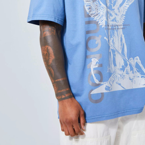 T-shirts en coton pour hommes sur mesure de qualité, col rond grande taille avec coupe surdimensionnée, design à la mode pour hommes vente en gros OEM - Product Image 2