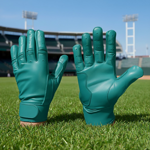 Unisex Lightweight Leather Baseball <b>Batting</b> <b>Gloves</b> Adults Non-slip Ambidextrous Hook & Loop Closure Professional Baseball Gear - Product Image 5