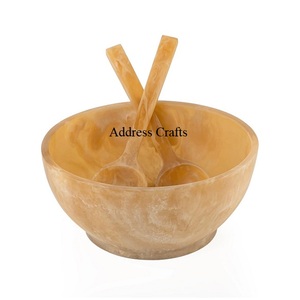 Service à salade en résine durable écologique faite à la main de haute qualité avec cuillère fourchette vaisselle de fête meilleur vendeur - Product Image 2