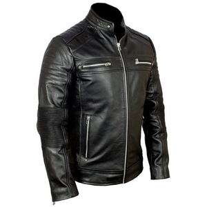 Chaqueta de piel sintética de primera calidad con diseño de puntadas acolchadas, lengüetas de cintura ajustables y chaqueta de cuero elegante a medida para hombres - Product Image 3