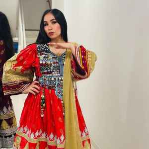 Qualité supérieure femmes Kuchi robe Unique plissé conception confortable coupe dentelle traditionnel Vintage lavable bouton Style Afghan - Product Image 5