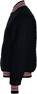 Veste polyvalente en toile respirante pour hommes Style High Street avec manche en cuir Prix du service OEM pour le baseball d'hiver - Product Image 4