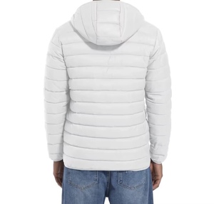 <b>Men's</b> <b>White</b> Hooded <b>Puffer</b> <b>Jacket</b> Windproof Casual Winter Wear Regular Length Zipper Closure 100 Polyester Filling - Product Image 2