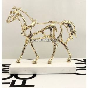 Eye Catching Look Gorgeous Horse Designer Aluminum Casted High Grade Gold Plated Sculpture <b>Home</b> <b>Decorative</b> Accents From India - Product Image 1