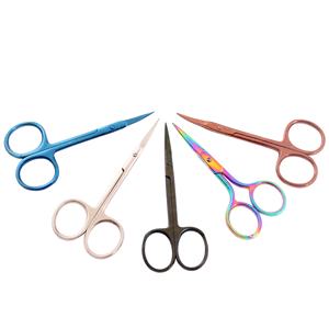 Vente en gros, mini ciseaux professionnels à cils, pointe droite et incurvée, épaisseur 2.5mm, avec logo - Product Image 4