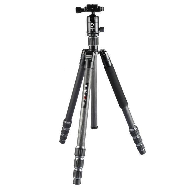 Kingjoy Professional Hunting Carbon Fiber Tripod with Black Finish DSLR Compatible Portable Design 12kg Load Capacity