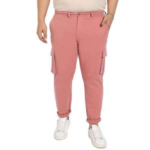 Vente en gros, logo personnalisé, OEM, pantalon cargo avec ceinture de couleur rose pour hommes, pantalon cargo relax de coupe - Product Image 1