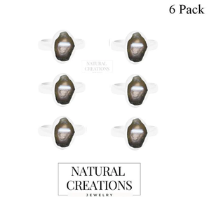 Bague en argent sterling 925 plaqué haute qualité, sertie de pierres précieuses géodes de formes variées, classique, tendance pour mariage et fête - Product Image 3