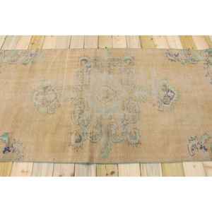 Tapis turc vintage 3,6x7,2 pieds, tapis en laine unie marron - Product Image 1