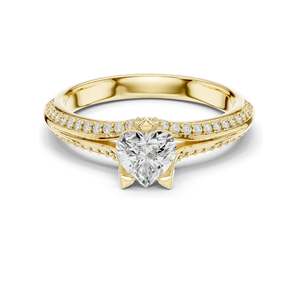 แหวนเพชรทรงหัวใจ 0.84 กะรัต สำหรับงานหมั้น ความใส VVS-VS สี EF ทอง 18KT, 14KT, 10KT และเงิน 925 สีโรสโกลด์, สีเหลือง, สีขาว - Product Image 2
