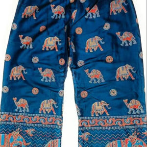 Women's Casual Ethnic Motifs Printed Woven Palazzos Breathable Summer Mid-Waist with Elastic Waistband <b>Animal</b> <b>Pattern</b> Ruffles - Product Image 1