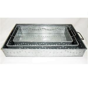 Côtés coniques Lot de 2 plateaux de service galvanisés finis OEM dans un plateau de style luxueux à vendre par le fabricant indien à bas prix - Product Image 6