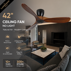 42 Inch Modern Ceiling <b>Fan</b> No Light Flush Mount Solid Wood Ceiling <b>Fan</b> Quiet DC Motor <b>Remote</b> <b>Control</b> <b>Fan</b> - Product Image 1